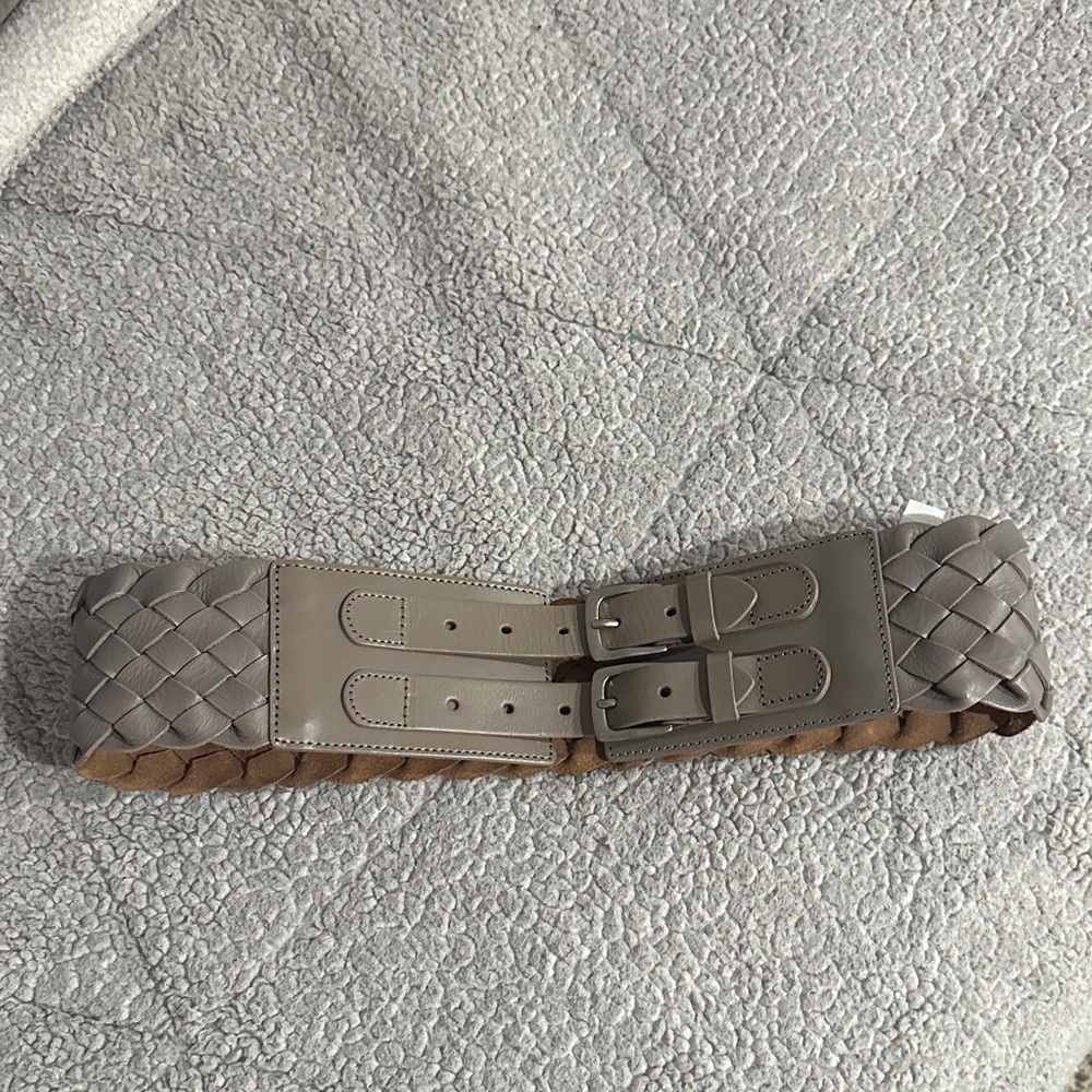 Warm grey Woven Leather Belt